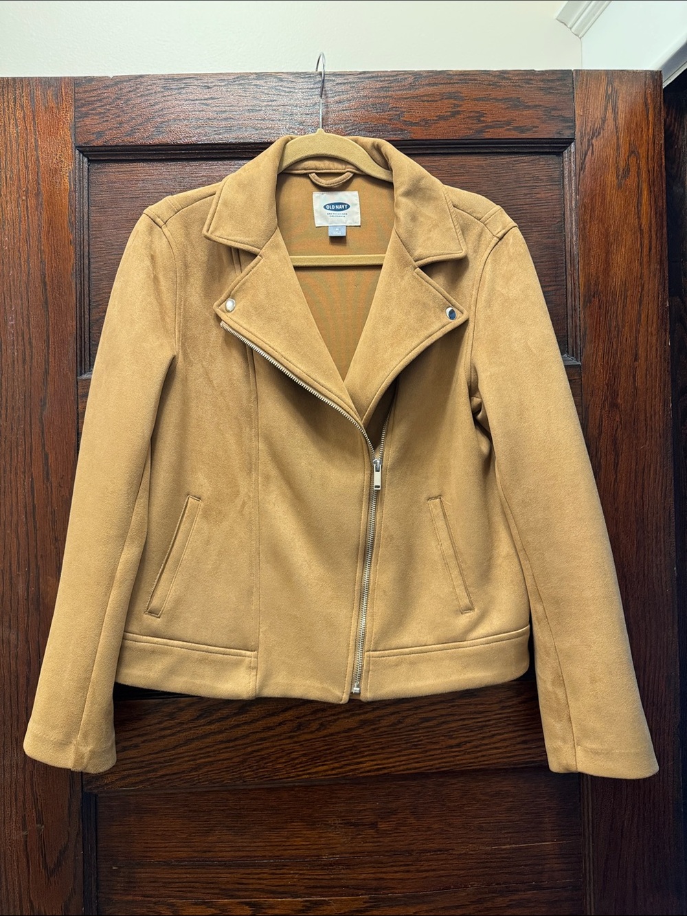 Old Navy Camel Tan Suede-Look Moto Jacket